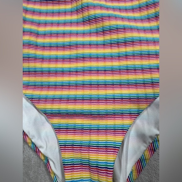 NWOT Onia Rainbow Pinstripe Lace Up One Piece Bikini Swimsuit Size XS - Picture 6 of 15